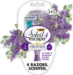 BIC Soleil 4 Escape Women's Disposable 4-Blade Razors, Lavender & Eucalyptus Scented Handles for a Smooth, Comforting Shave, 4-Pack