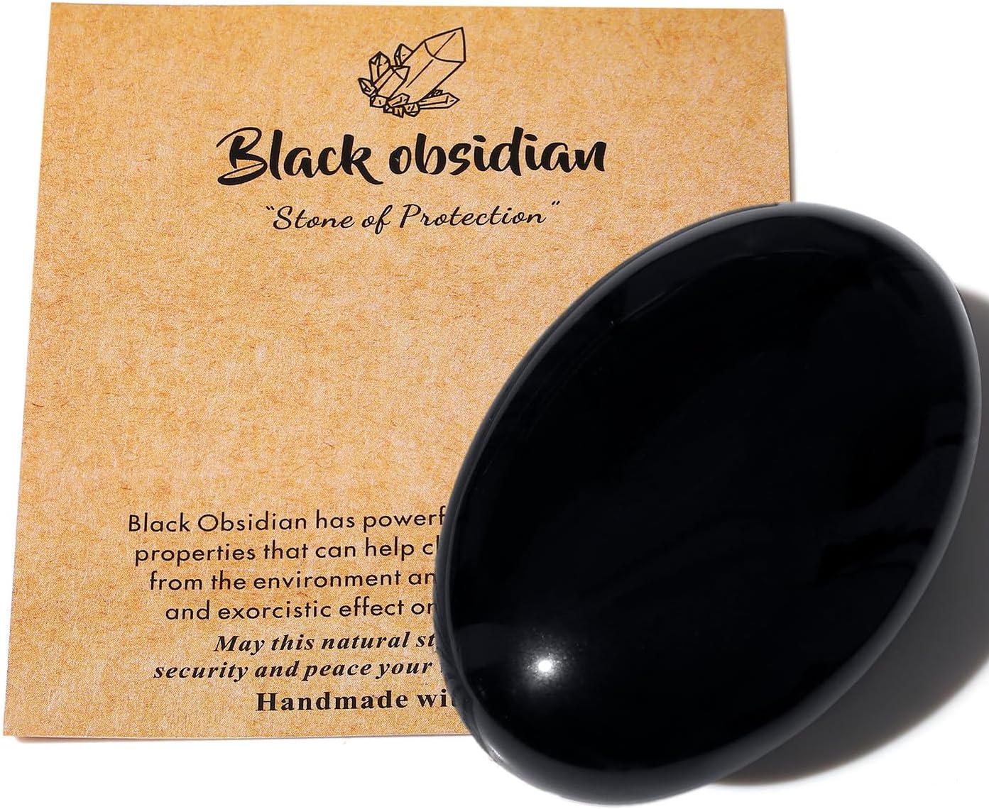MAIBAOTA 2.4" Large Black Obsidian Crystal Stone Polished Palm Stone Healing Crystals 0.7" Thick Natural Reiki Gemstone Worry Stone Energy Balancing Anxiety Stress Relief Meditation 1 Pc