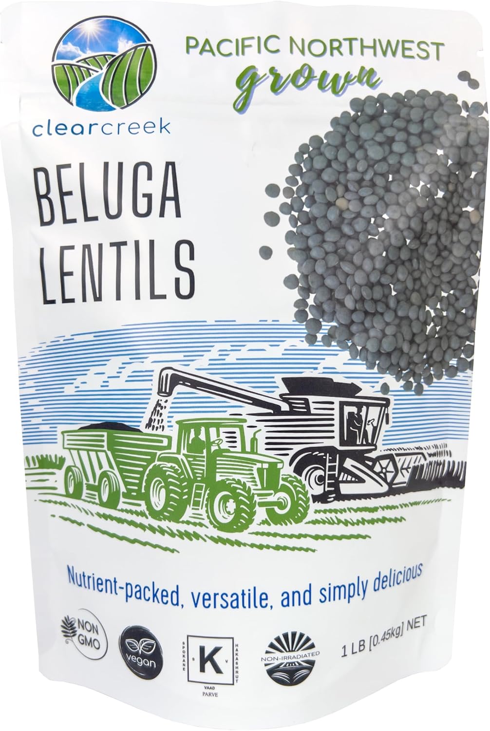 CLEAR CREEK Black Lentils | Caviar or Beluga Lentils | 1 lbs | Non-GMO | Kosher | Vegan | Non-Irradiated
