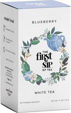 Blueberry White Tea, Pyramid Sachet Tea Bags, Bai Mu Dan, Low-Caffeine, Antioxidant rich, Hot & Iced Tea - 16 Cups | The Spice Hut, First Sip Of Tea