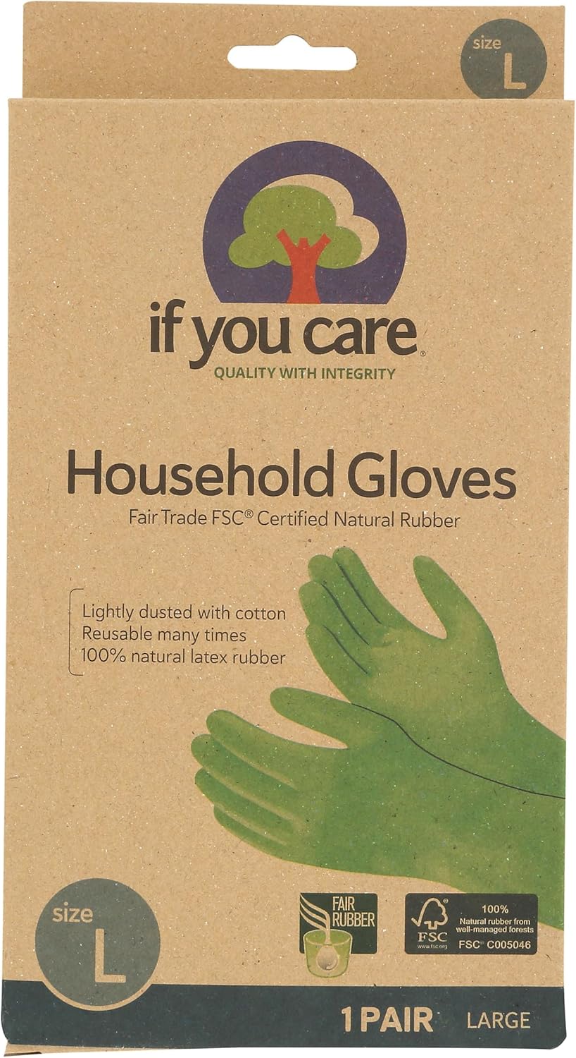 If You Care Latex Gloves, Large – 1 Pair (Pack of 1) – For Gardening, Dishwashing, Cleaning Kitchen and Bathroom – 100% Cotton Lined, Reusable for Women and Men, Green