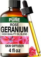 100% Pure Rose Geranium Oil - 4 Fl Oz Rose Geranium Essential Oil for Hair, Skin, Diffuser, Aromatherapy & DIY Soap Making Scent