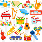 48pcs Musical Instrument Cupcake Toppers for Music Party Decorations Musical Instrument Theme Cake Cupcake Picks for Music Themed Birthday Party Baby Shower Supplies