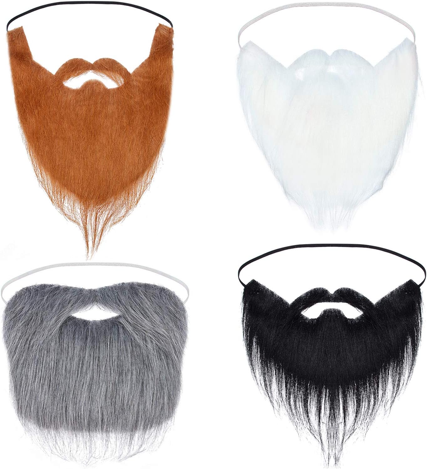 WILLBOND 4 Pieces Fake Beards Long False Beards Funny Fake Mustache Whisker