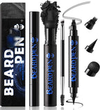 Noerrors Beard Pencil Kit Beard Filler Pen Dual End 4 Tips Beard Pen and Brush Set Hairline Moustache Eyebrows Beard Filling Shaping Styling Makeup Tools Waterproof Longlasting For Men #Black