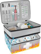 Fireproof & Waterproof Medicine Organizer Case for Pills Bottle, Large Capacity Medical Bag Holds Essential Accessories for Families & Travelers, Emergency Kit for Home, Car & Outdoor First Aid