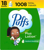 Puffs Plus Lotion Facial Tissue, 18 Cubes, 56 Tissues per Box, Allergies and Colds
