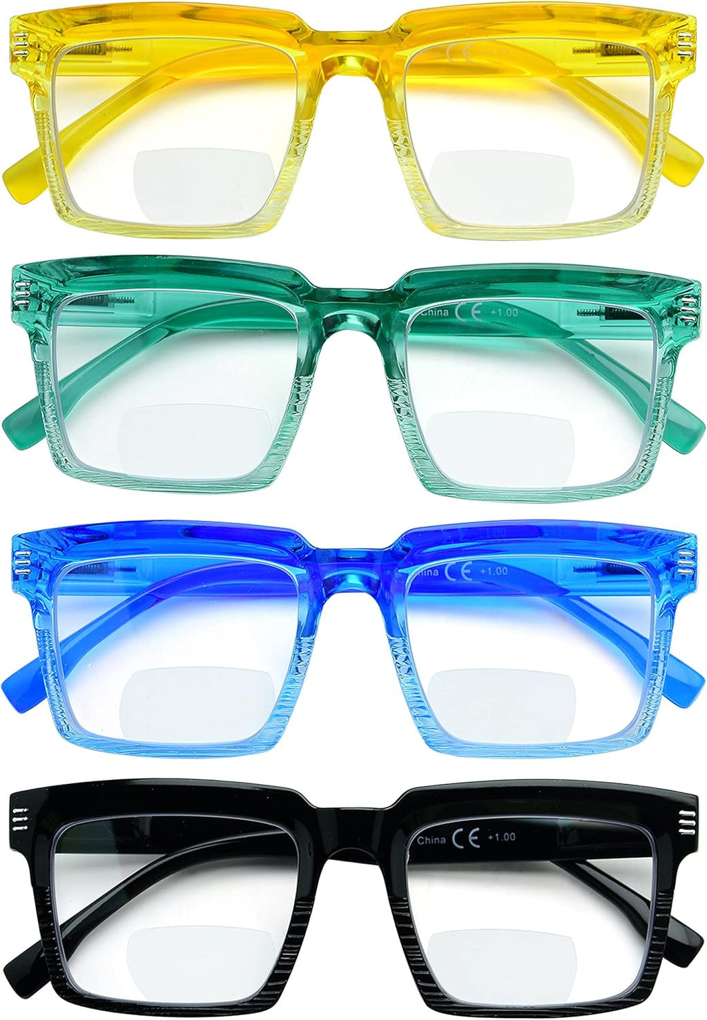CessBlu 4 Pack Bifocal Reading Glasses for Women Readers Fashion Bifocals