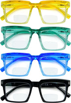 CessBlu 4 Pack Bifocal Reading Glasses for Women Readers Fashion Bifocals