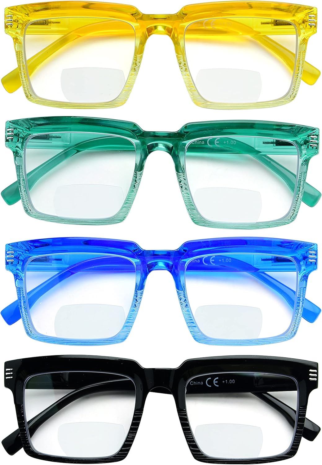 CessBlu 4 Pack Bifocal Reading Glasses for Women Readers Fashion Bifocals