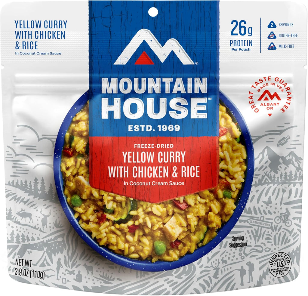 Mountain House Yellow Curry with Chicken & Rice | Freeze-Dried Backpacking & Camping Food | 2 Servings |Gluten-Free