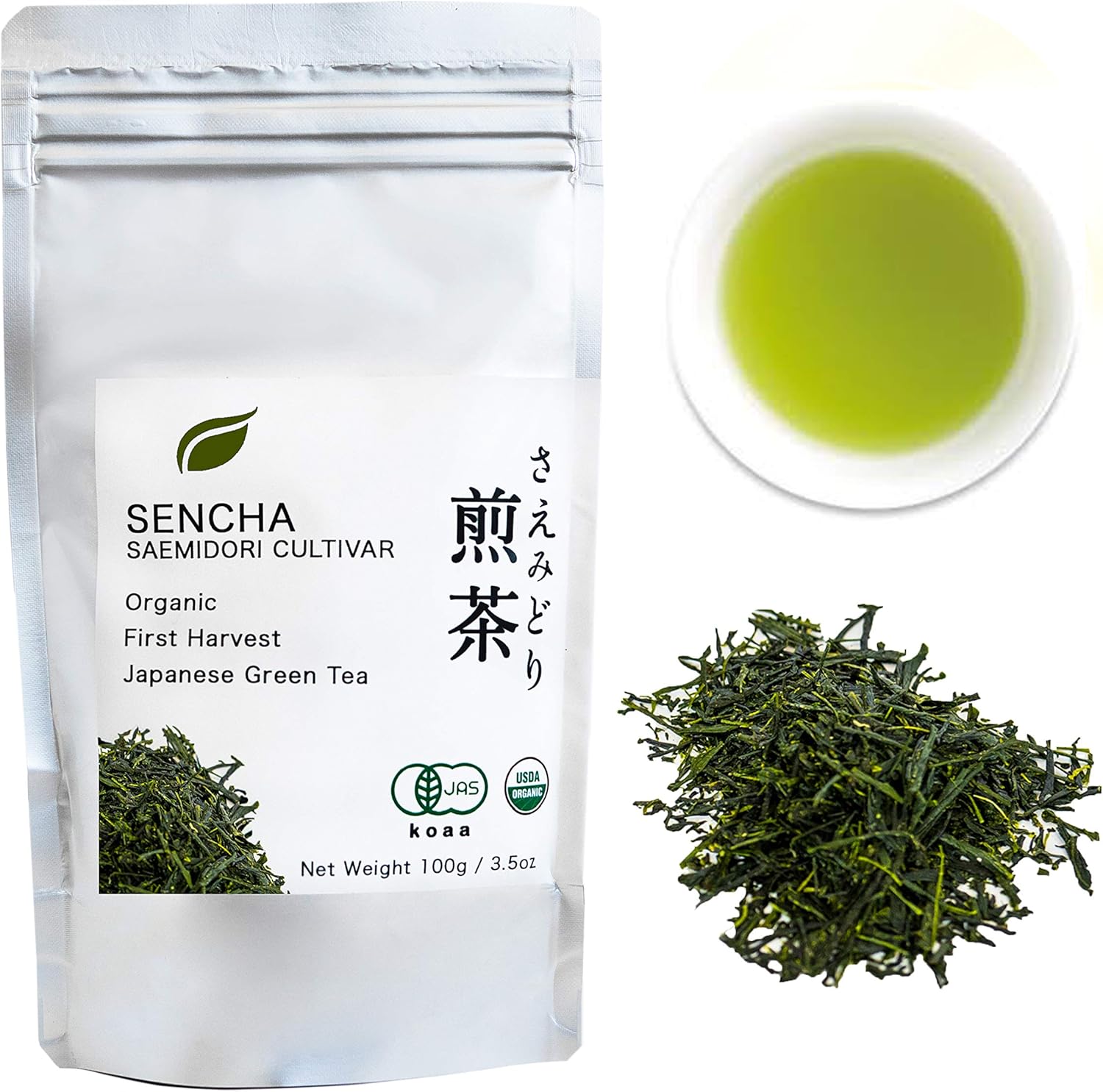 Organic Japanese Sencha - First Harvest Saemidori Cultivar 100g (3.5oz) bag - Loose Leaf Green Tea