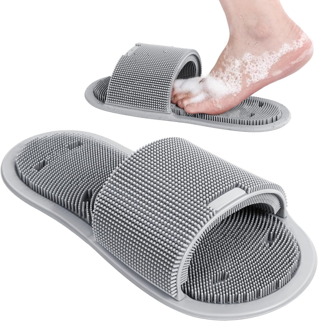 Enhon 2 Pack Shower Foot Scrubber, Silicone Foot Brush Cleaner with Non Slip Suction Cups, Clean, Exfoliate and Massage Feet No Bend in The Shower or Bath, Relax Your feet and Eliminate Fatigue