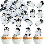 Ercadio 40 PCS Edible Penguin Baby Cupcake Toppers Cute Penguin Cake Picks Christmas Xmas Holiday New Year Holiday Winter Baby Shower Kids Birthday Party Supplies