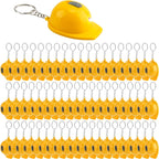 60 Pcs Construction Helmet Keychains Mini Hard Hat Flashlight Key Chain Safety Hat Keychain Bottle Opener for Construction Party Favors Goodie Bags Fillers