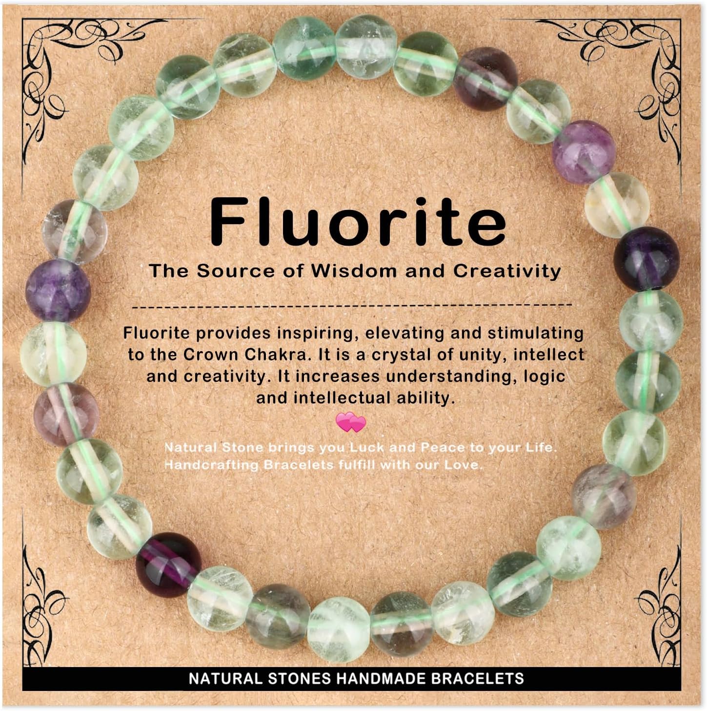 AD Beads 4mm6mm8mm10mm Handmade Bracelet - Natural Gemstone for Peace and Tranquility - Meditation, Yoga, Healing and Energy Gift for Unisex