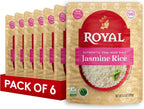 Royal Authentic Thai Hom Mali Jasmine Rice - Microwave Rice Dinner Side Dish - Ready to Heat Microwavable Pouch, 8.5 oz (Pack of 6)
