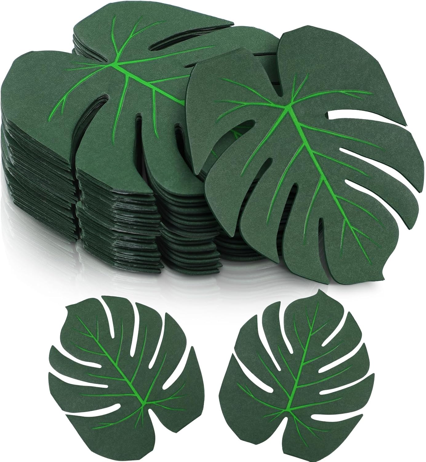 60 Pcs Tropical Palm Leaf Paper Napkins Bulk Hawaiian Luau Disposable Cocktail Aloha Paper Napkins Disposable Green Leaf Dinner Table Decoration for Summer Safari Jungle Picnic Party Supplies
