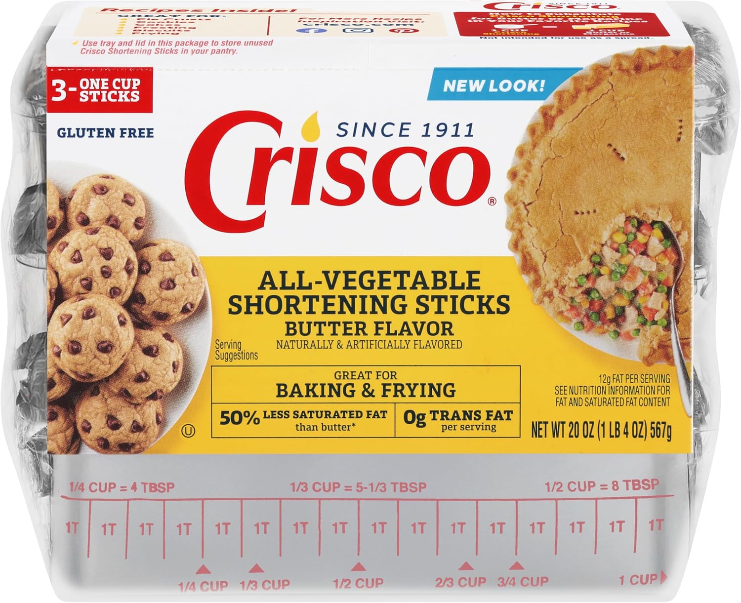 Crisco Butter Flavor All-Vegetable Shortening Sticks, 20 Ounce, 3 Sticks