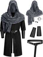 Men's Medieval Renaissance Knight LARP Outfit Pirate Cosplay Robe Halloween Viking Costume Accessories Set