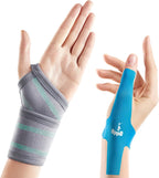OPPO Wrist Support & Thumb Kinesiology Tape Bundle – 2383 Adjustable Wrist Compression Wrap & 8080 Pre-Cut Strips (5 Pack) for Pain Relief and Support