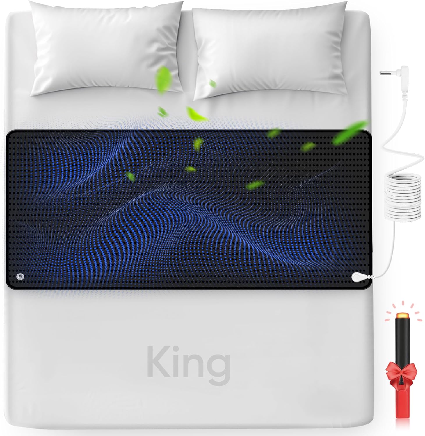 FENBAS Grounding Mat for Bed, Enjoy The Grounding Effect Indoors, for Better Sleep, Pain and Stress Relief, PU Grounding Mat Set Comes with Grounding Cord and Test Pen 27''×78'' (King)