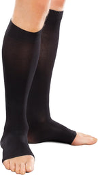 THERAFIRM Ease Opaque Open-Toe Knee Highs - 15-20mmHg Mild Compression Stockings