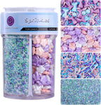 Pastel Mermaid Sprinkles for Cake Decorating, Ocean Seashell Sprinkles with Jimmies and Sanding Sugar for Ice Cream Cupcakes Brownie Cookie Baking Topping