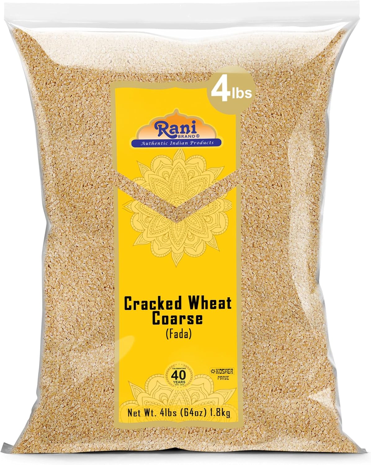 Rani Cracked Wheat Coarse (Fada/Bulgur Wheat#3) 64oz (4lbs) 1.81kg Bulk ~ All Natural | Vegan | Gluten Friendly | NON-GMO | Kosher | Indian Origin