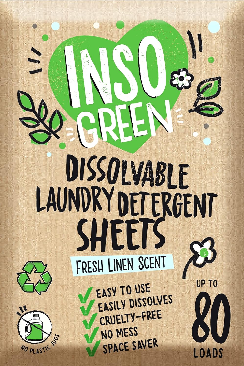 Eco Laundry Detergent Sheets - 80 Loads Laundry Sheets Detergent - 40 No Plastic Jug Washer Soap Sheet - No Mess & Space-Saving Travel Friendly Laundry Detergent