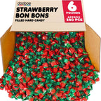 Dooboe Strawberry Hard Candy – 6 lb Bulk – Strawberry Filled Bon Bons – Individually Wrapped Red Candy, Offices & Candy Bowls
