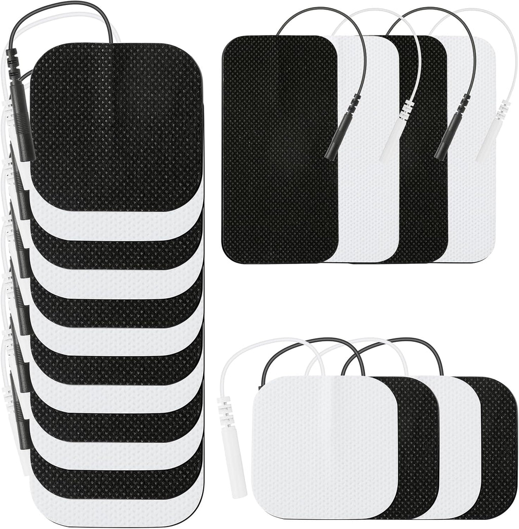 TENS Unit Reusable Electrode Pads for EMS Muscle Stimulator Massager, Self-Adhesive Latex-Free TENS Pads with Upgraded Self-Stick Performance for Electrotherapy, 10 Pairs 3 Sizes 2.0mm Pin