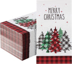 Tamone 100PCS 3-Ply Red Christmas Napkins - Red Christmas Tree Napkins Disposable - Premium Quality Dinner Napkins Soft and Absorbent