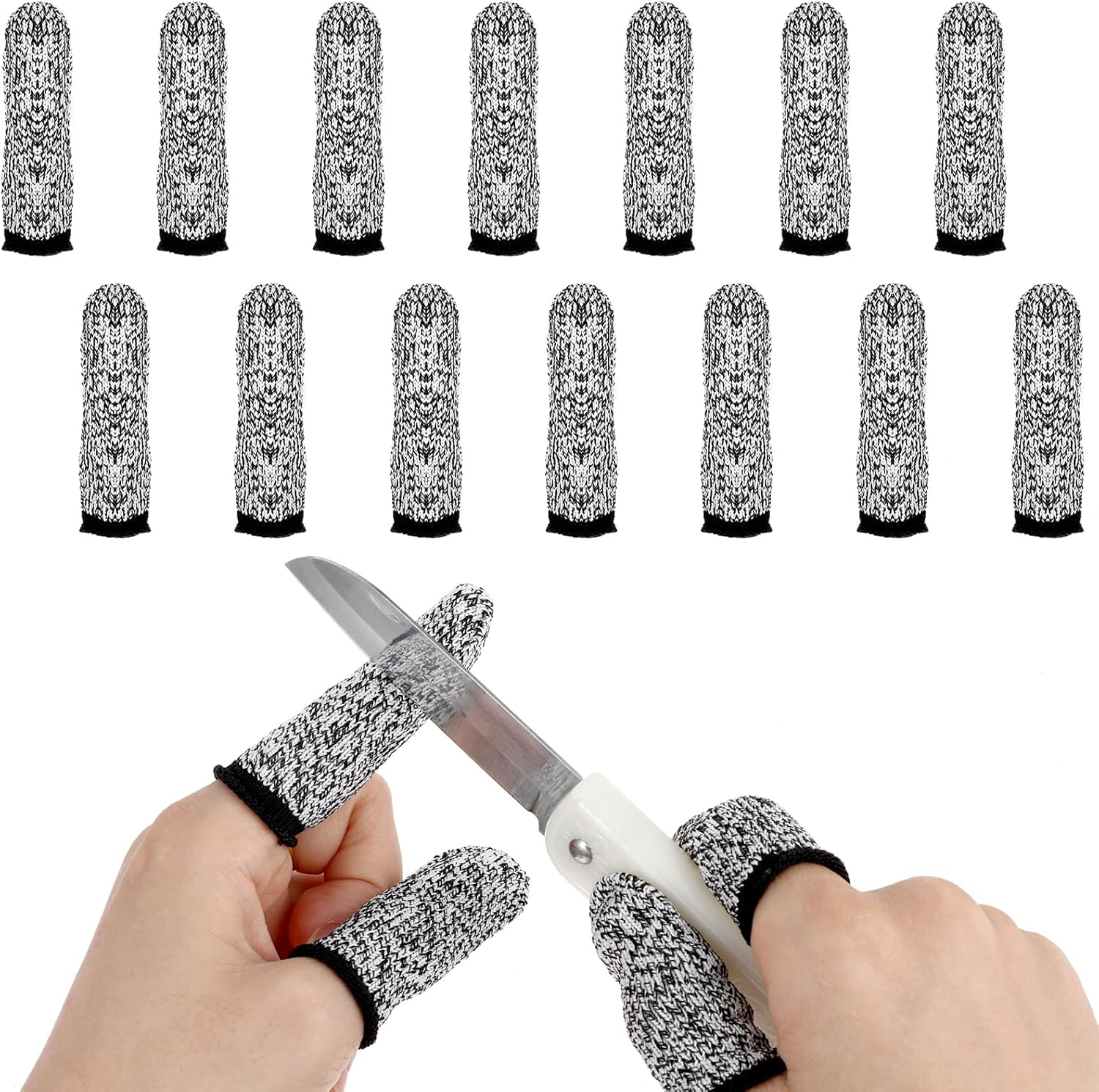 14 Pieces Finger Covers, Ymapinc Finger Sleeve Cots Protector for Finger Tips, Reusable Thumb Finger Protectors Cut Resistant Guards for Kitchen Sculpture Work