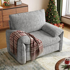 ONBRILL Oversized Accent Chair, 41 Inch Chenille Fabric Armchair, Comfy Single Sofa Chair with Padded Arms, Pocket Spring Cushion, Modern Reading Chair for Living Room, Bedroom, Grey