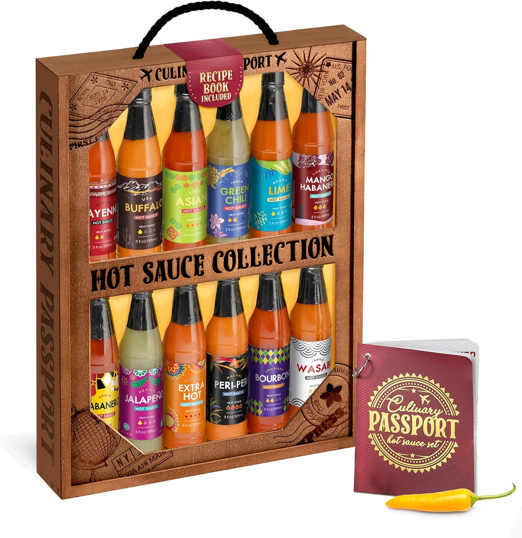 Culinary Passport Ultimate Hot Sauce Variety Pack - 12 Hot Sauce Bottles Gift Set