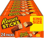 REESE'S STICKS Milk Chocolate Peanut Butter Wafer King Size, Candy Packs, 3 oz (24 Count)