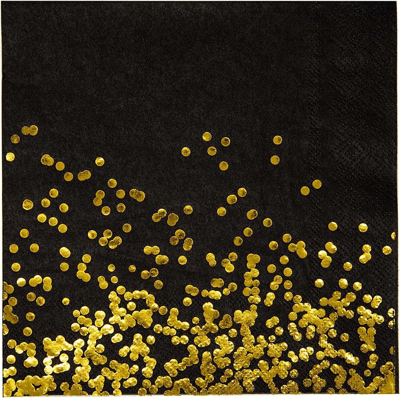 Black and Gold Party Supplies Disposable Napkins Gold Dot Confetti Paper Napkins for Birthday Anniversary New Years Graduation Wedding Christmas 3-Ply 50 Pack