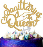 Sagittarius Queen Cake Topper, Sagittarius Season/12 Zodiac Constellation Theme Cake Decor, Big Sagittarius Energy Birthday Party Decoration Supplies for Women, Gold Glitter