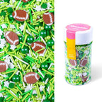 Football Sprinkles for Edible Cake Decorating, Green Sprinkles Mix with Football Edible Rice Paper, 3oz balls Sports Themed Sprinkle for Baking, Cupcakes, Ice Cream, Cookie, Chocolate Decorating