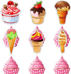 Ice Cream Cupcake Toppers 18-Piece Dessert Theme Happy Birthday Sweet Decorations, Kids Dessert Theme Party, Baby Shower, or Boys and Girls Birthday Party Decorations. SugarGera