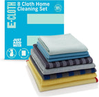 E-Cloth Home Cleaning Set, Premium Microfiber Cleaning Cloth, Household Cleaning Tools & Supplies for Dusting, Bathroom, Kitchen & Cars, Washable & Reusable, 100 Wash Guarantee, 8 Piece Set