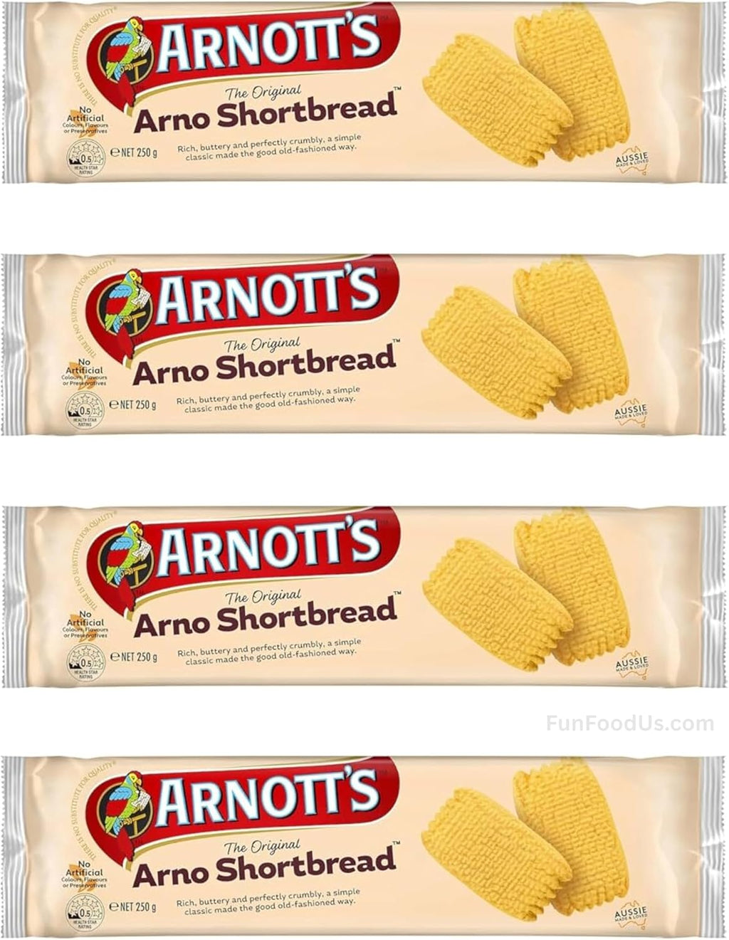 The Original Arno Shortbread Biscuits (Value Pack of 4 x 250g) Tasteful Delights Cookie Biscuits From Australia