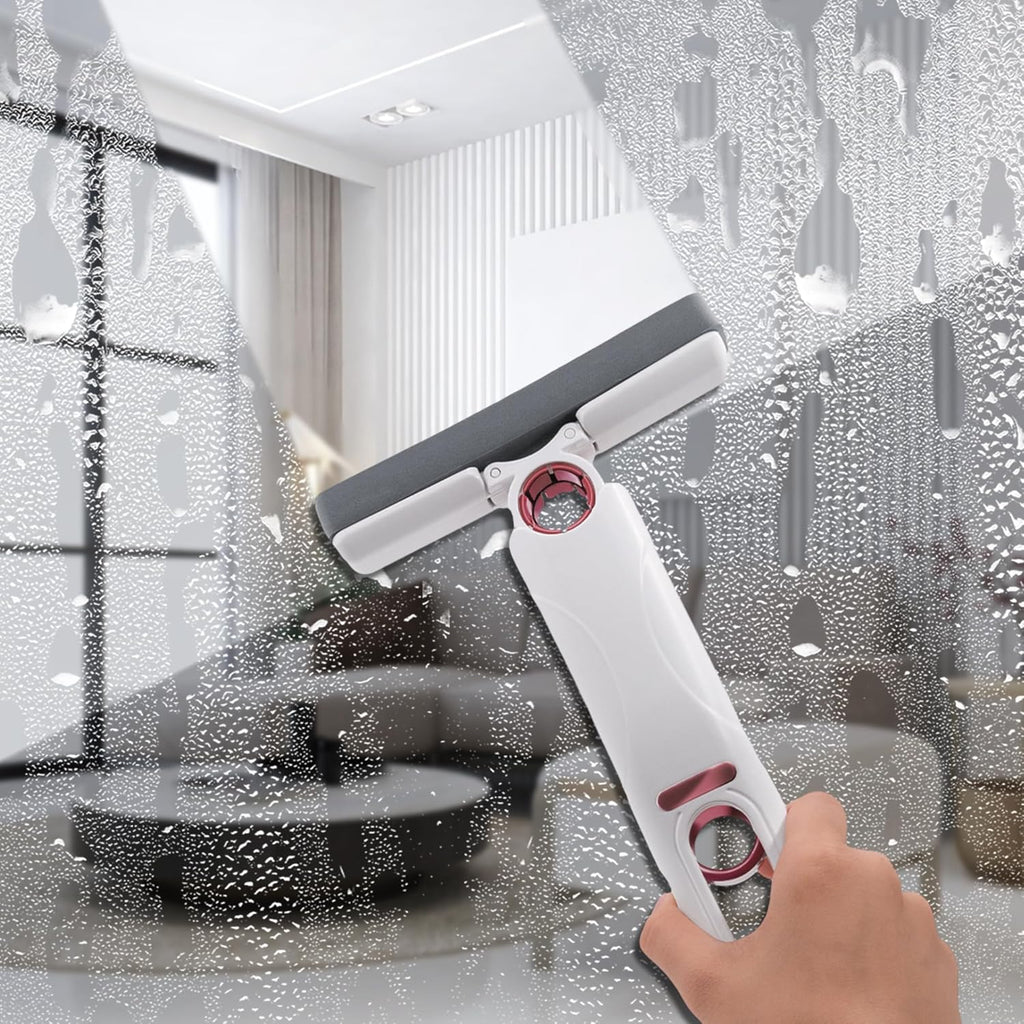 Portable Mini Cleaning Mop, Mini Sponge Mop, Wet and Dry Use Cleaning System for Bathroom, Kitchen, Desktop, Glass, Living Room, Car (2 Sponge Head + 1 Squeeze Handle)