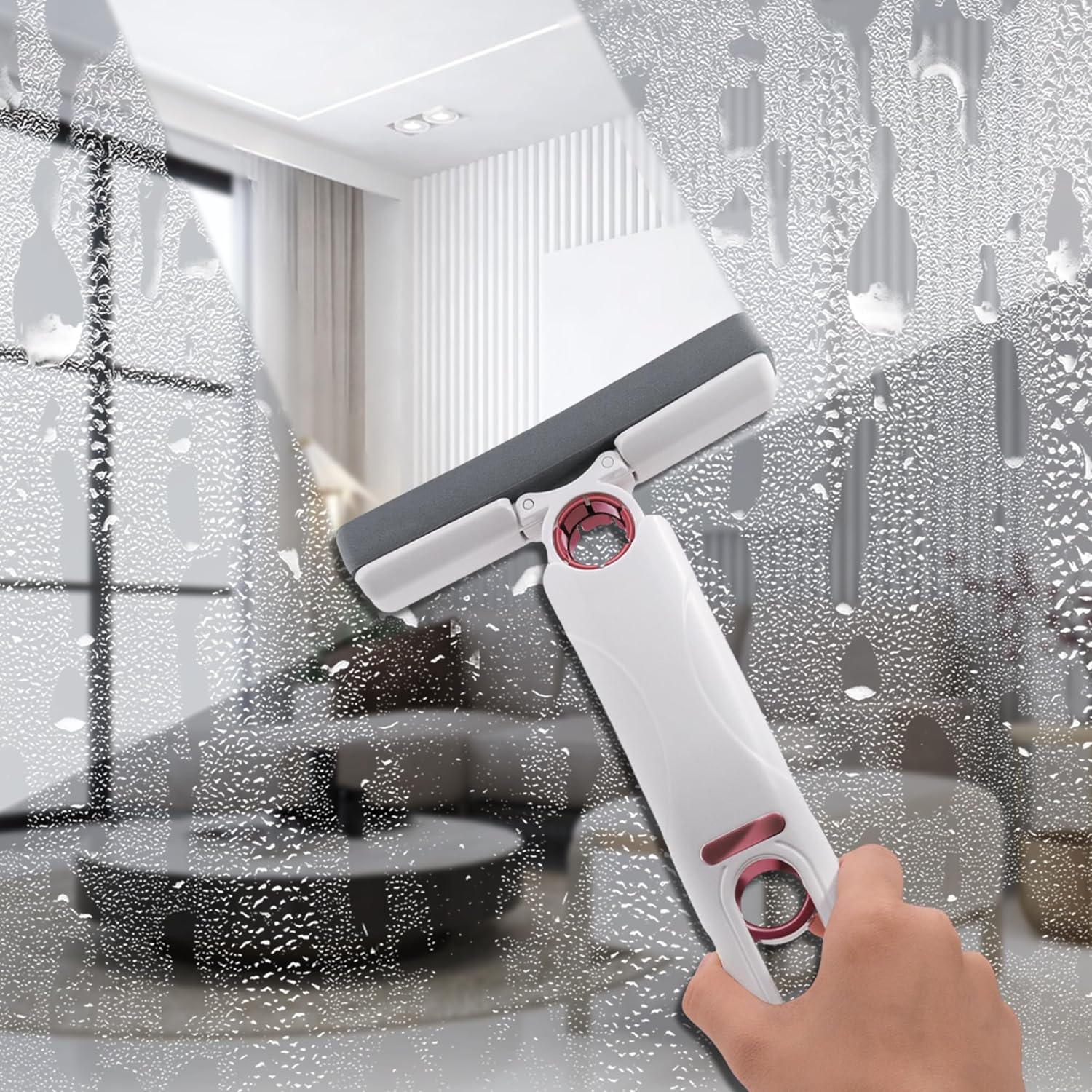 Portable Mini Cleaning Mop, Mini Sponge Mop, Wet and Dry Use Cleaning System for Bathroom, Kitchen, Desktop, Glass, Living Room, Car (2 Sponge Head + 1 Squeeze Handle)