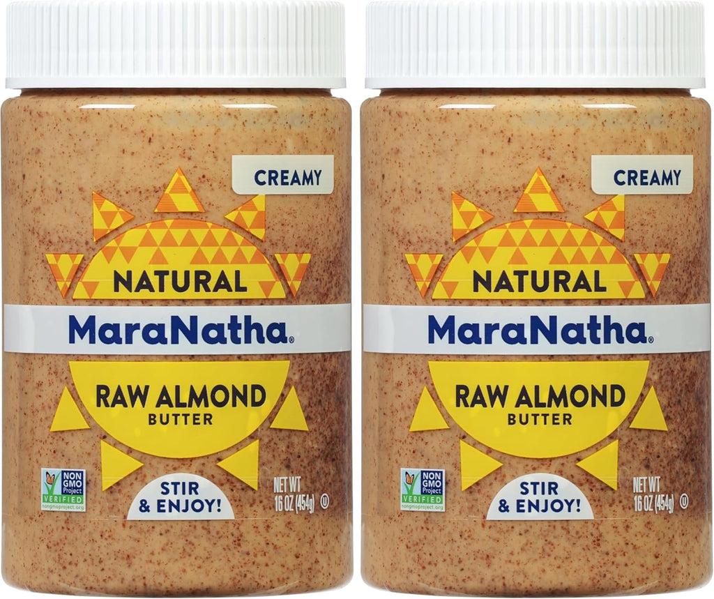 MaraNatha Natural Creamy Raw Almond Butter,16 Ounce Jar,(Pack of 2)