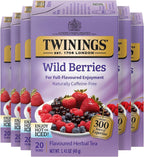Twinings Wild Berries Herbal Tea Individually Wrapped Bags, 20 Count (Pack of 6), Full-Flavoured, Naturally Caffeine-Free, Enjoy Hot or Iced, 120 Teabags