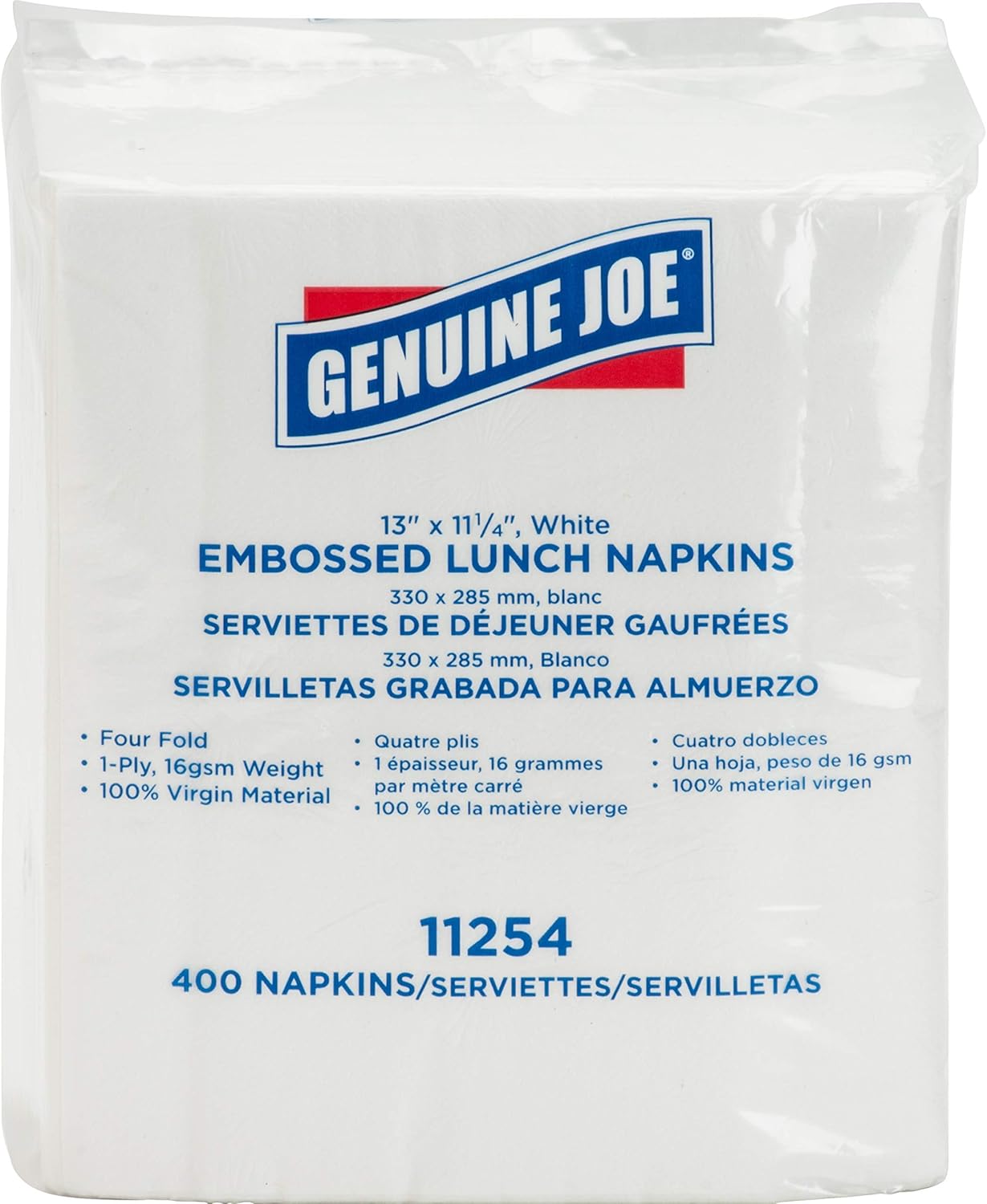 Genuine Joe, GJO11254PK, 1-ply Embossed Lunch Napkins, 400 / Pack, White
