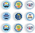 48 Pcs Edible Happy Fathers Day Cupcake Toppers Cupcake Picks Happy Father's Day Theme Men Birthday Party Cake Decorations Supplies