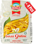 Divella Gluten Free Penne Pasta, 16 oz. (Pack of 4) - Authentic Italian Gluten Free Pasta, Penne Rigate Made with Maize and Rice Flour, Perfect 'Al Dente' Texture for Every Dish